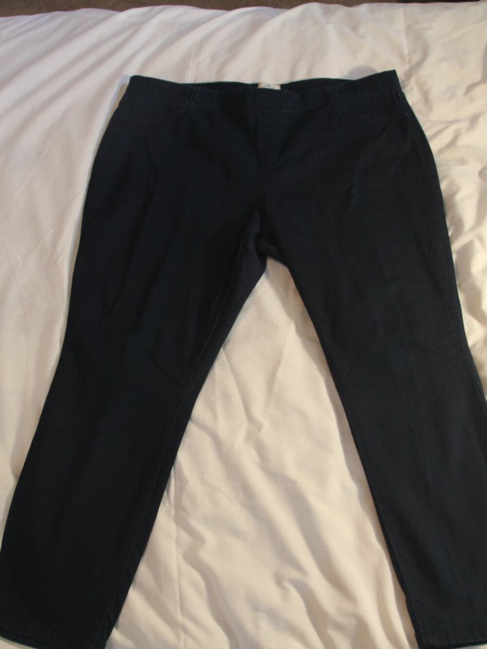 Denim, pants slightly stretchy. Size PXL. St. John's Bay. Like new.